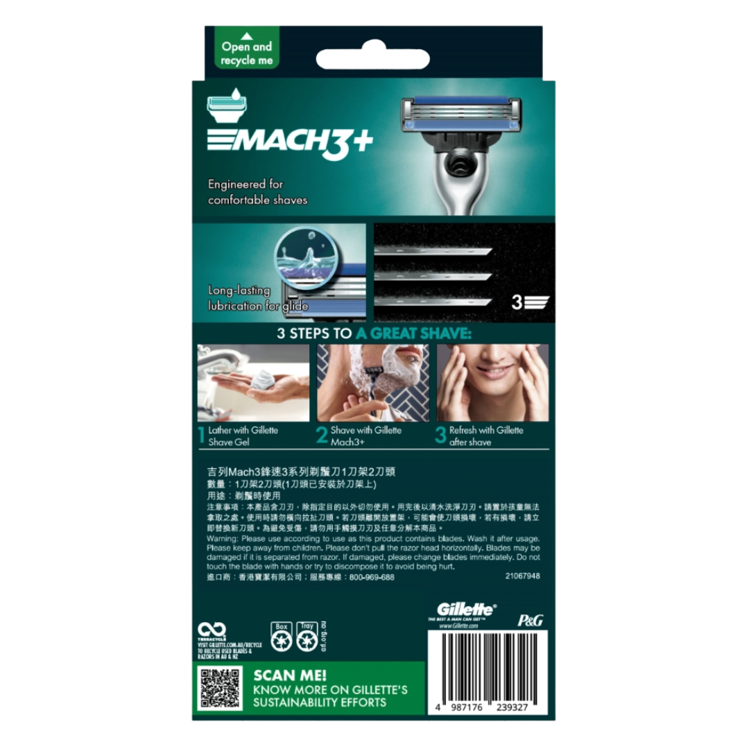 Gillette 吉列 鋒速 3 Mach3 剃鬚刀 1刀架 2刀頭