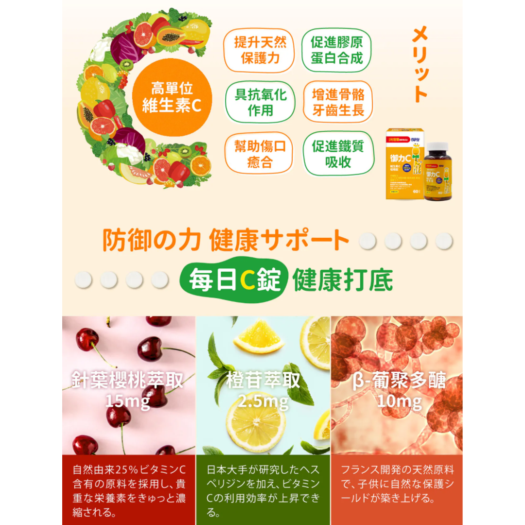 RISAL 小兒利撒爾 御力C 維生素C咀嚼片 60粒