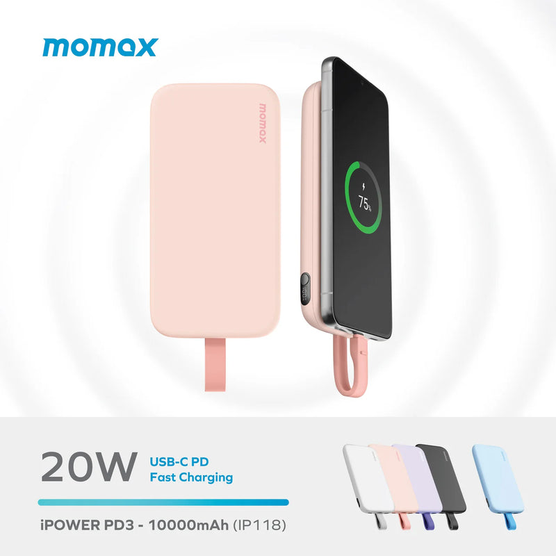 【3000分】Momax iPower PD3 10000mAh內置USB-C 流動電源充電器 IP118