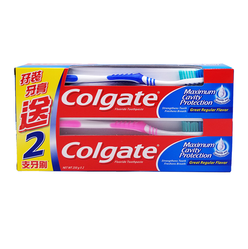 Colgate 高露潔 清新味牙膏孖裝 附 2 支牙刷 250 g x 2