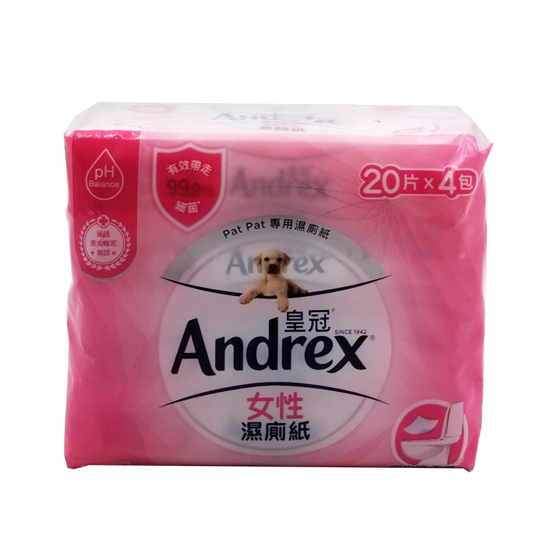 Andrex 皇冠 女性濕廁紙 20 片 x 4 包裝