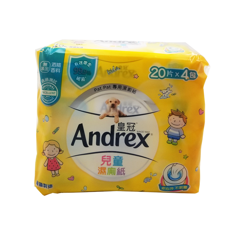 Andrex 皇冠 兒童濕廁紙 20 片 x 4 包裝