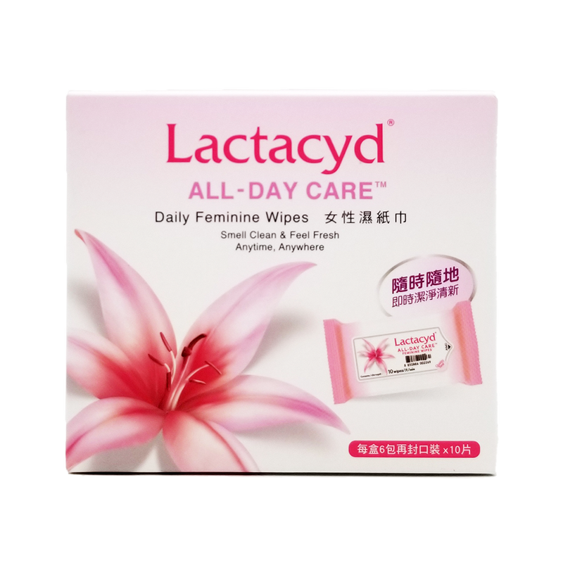 Lactacyd  Daily Feminine Wipes 女性濕紙巾 每盒6包再封口裝 x 10片