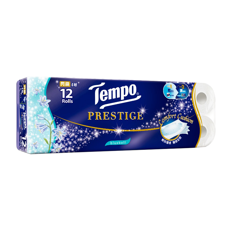 Tempo 得寶 Prestige Bluebell 閃鑽四層藍風鈴衛生紙 12卷裝